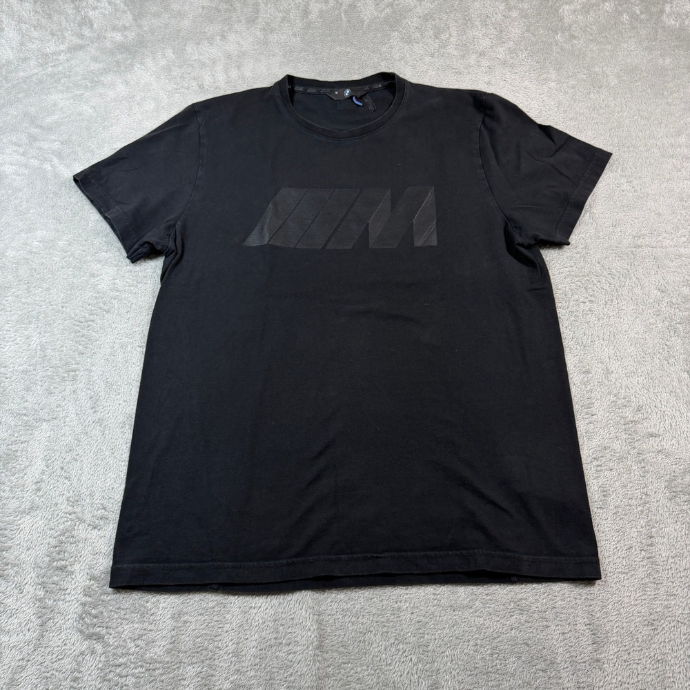 BMW M Series Logo T-Shirt Mens Medium Black Short Sleeve Cotton Blend